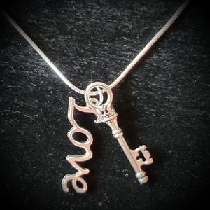 Vintage Inspired Love Is Key .925 Sterling Silver